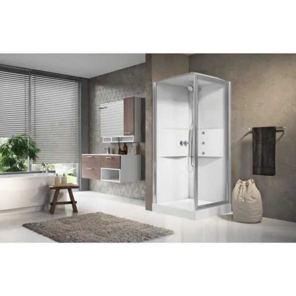 Cabina doccia idromassaggio quadrata 90x90 porta battente e lato fisso Media 2.0