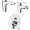 Set miscelatori lavabo medio bidet ed incasso doccia con deviatore Theos Teorema